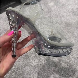 Fabulicious Clear rhinestone competition heels 5” size 8